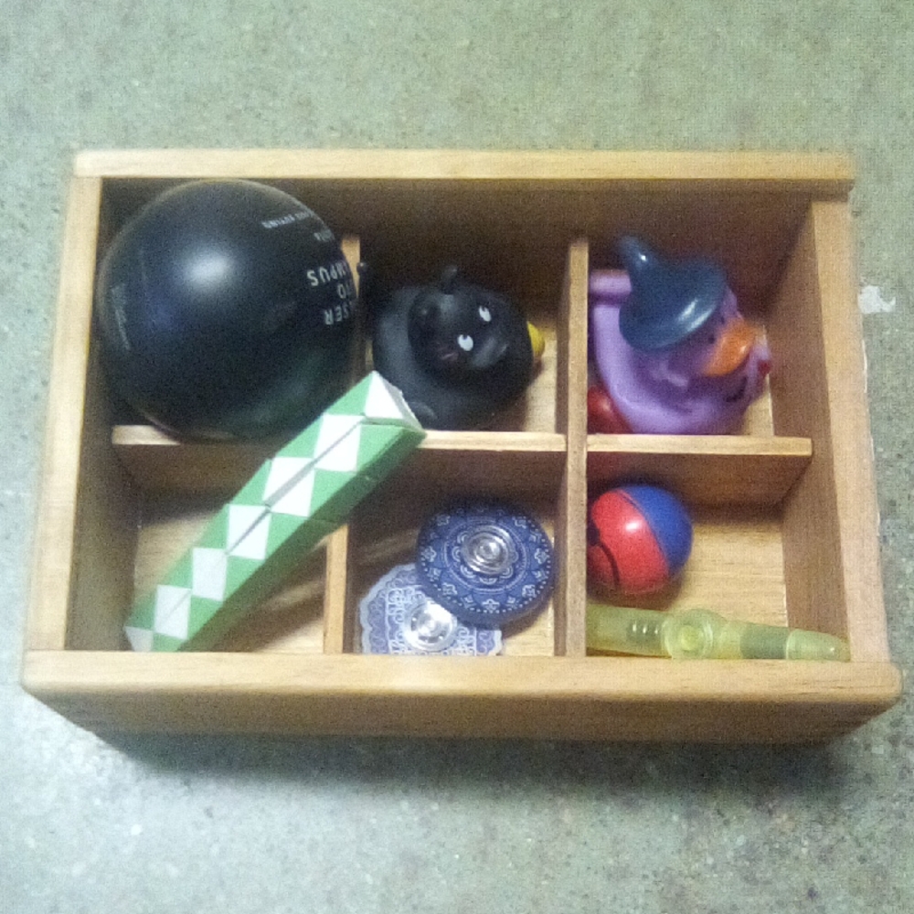 Wooden Toy Organizer with Assorted Toys
